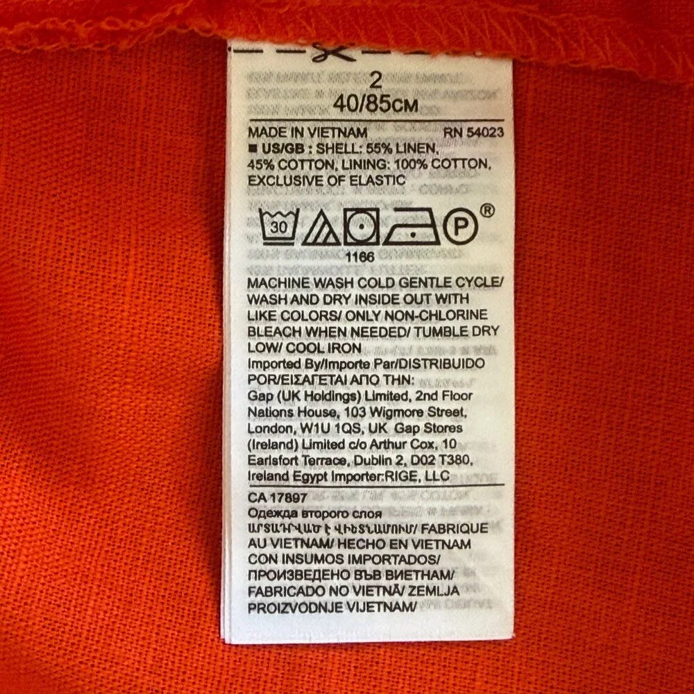 NWOT Banana Republic Orange Linen Blend Puffy Sleeve Side Slit Dress Size 2 - Picture 14 of 14